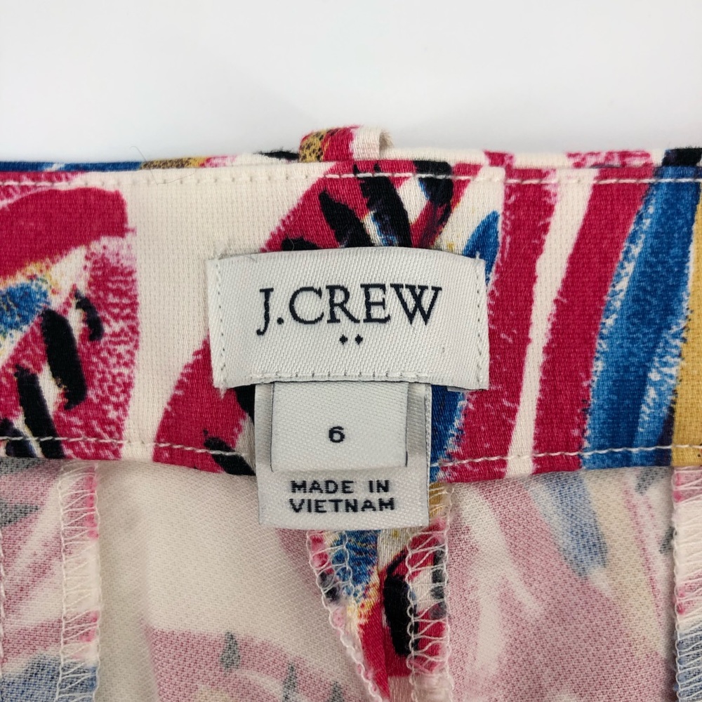J. Crew Blue Pink Leaf Print Pants -EUC - Picture 5 of 6